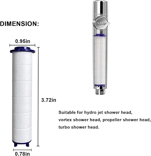 Miniatura 4 de Cabezal de ducha turbo de mano de alta presión, cartucho de filtro de algodón PP, filtro de cabezal de ducha de hidrochorro desmontable de 3.7