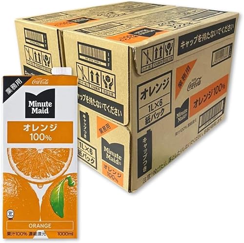 コカコーラ ミニッツメイド オレンジ 100% (1L 紙パック×6本入) ×2ケース PSJBOX ケース販売 飲料 業務用 キャップ付き オレンジ ジュース 果汁100% まとめ買い