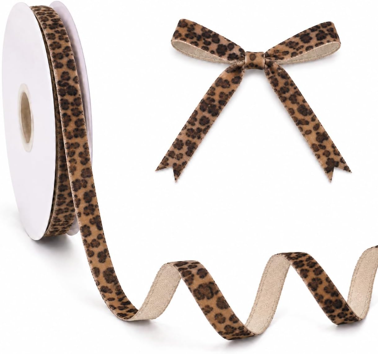 Leopard Velvet Ribbon,Cheetah Print Ribbon 3/8 Inch x 10Yards,Holiday Craft