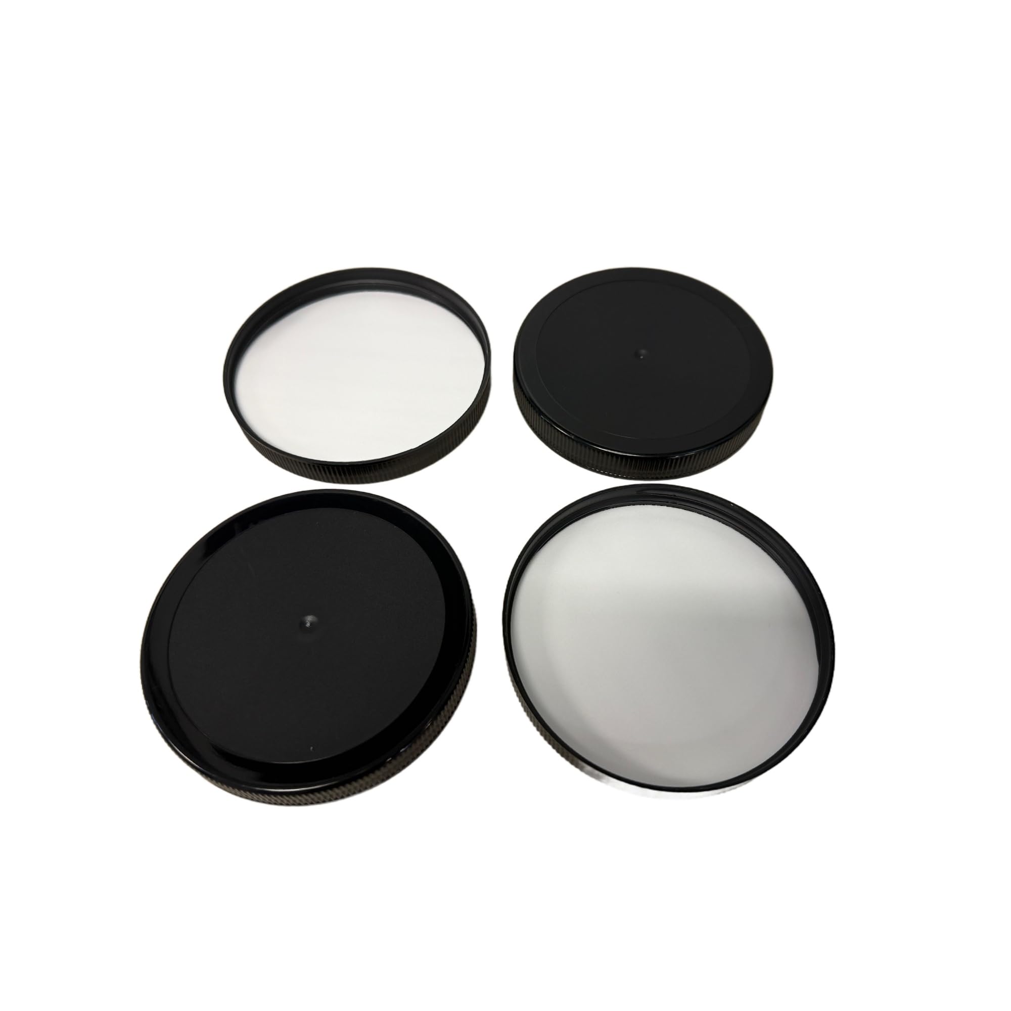 North Mountain Supply 110-400 Black Plastic Lids, Pack of 4 – Fits 110mm 110-400 Wide Mouth Jars – For 1/2 Gallon & 1 Gallon CT Jars – BPA-Free, Food