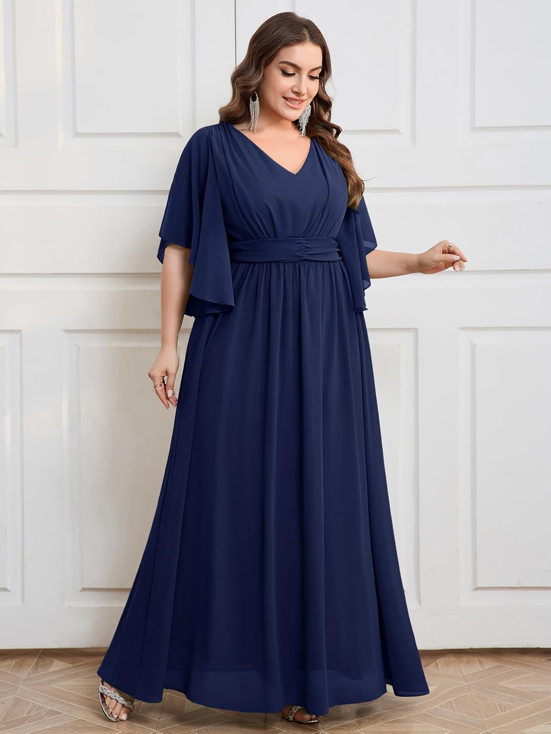 Plus Size Elegant Formal Chiffon Dress A Line Maxi Bridesmaid Mother of The Bride Gala Evening Wedding Guest Prom Gown