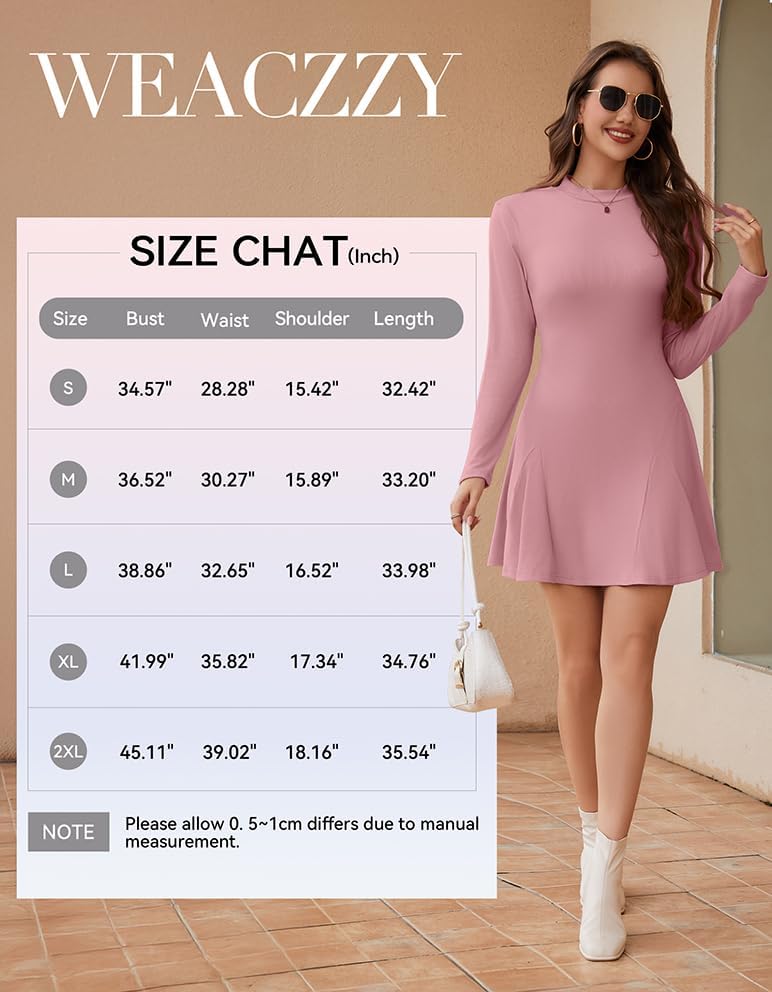 WEACZZY Womens Long Sleeve Casual Fall Dresses Elegant A Line High Waist Ruffle Flowy Party Wedding Guest Mini Dress 2025 - Image 6