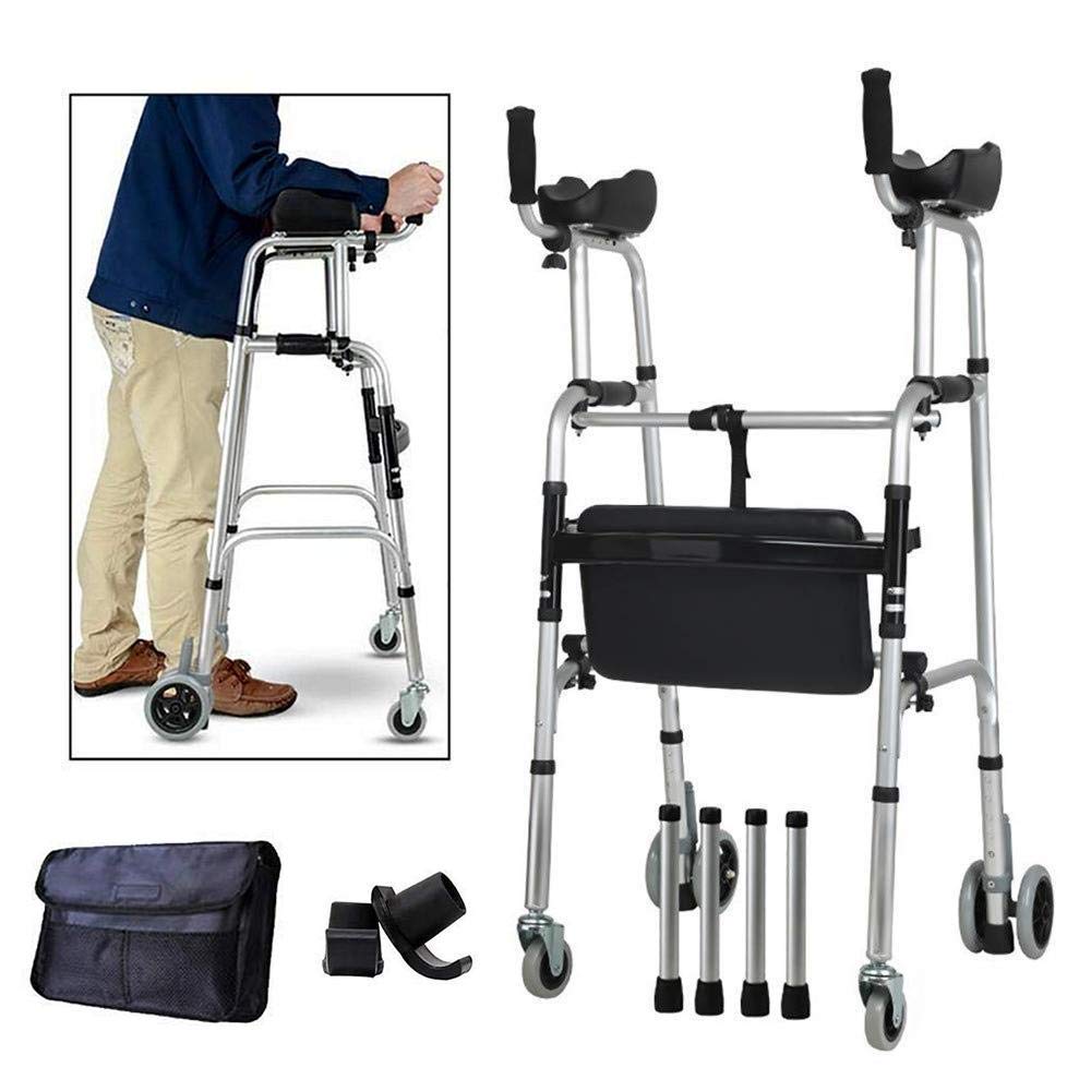 Goplus Walkers For Seniors, Foldable Standard Walker With 5'' Wheels And Removable Padded