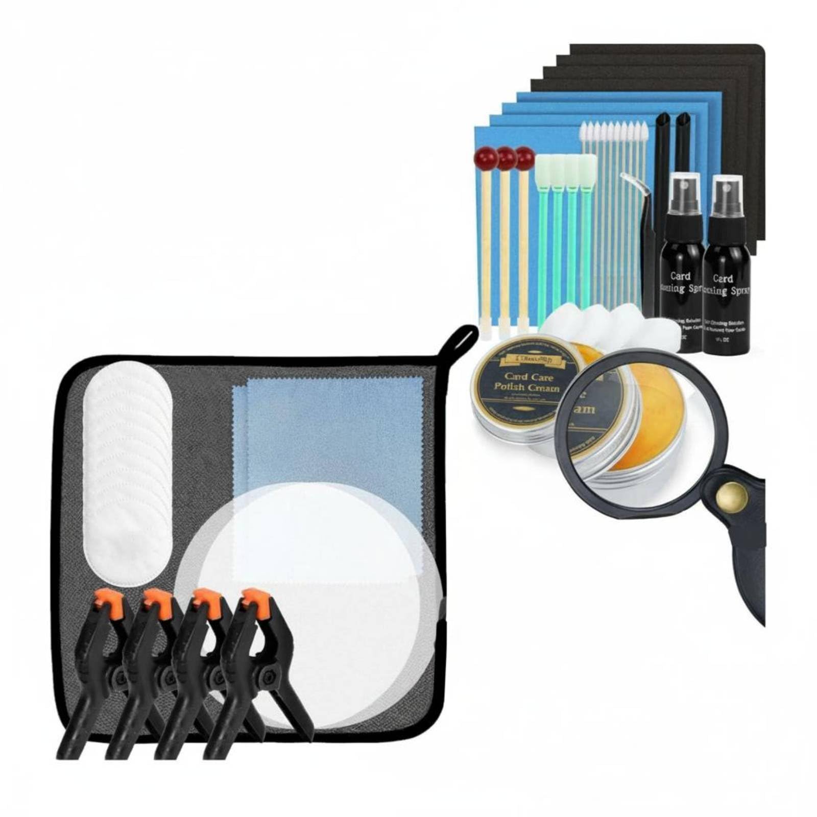 Gralara Kit Pulizia e Lucidatura Carte Microfibra Fine, Kit Pulizia Carte Collezionabili Organizzato, Attrezzatura Hobby per Casa
