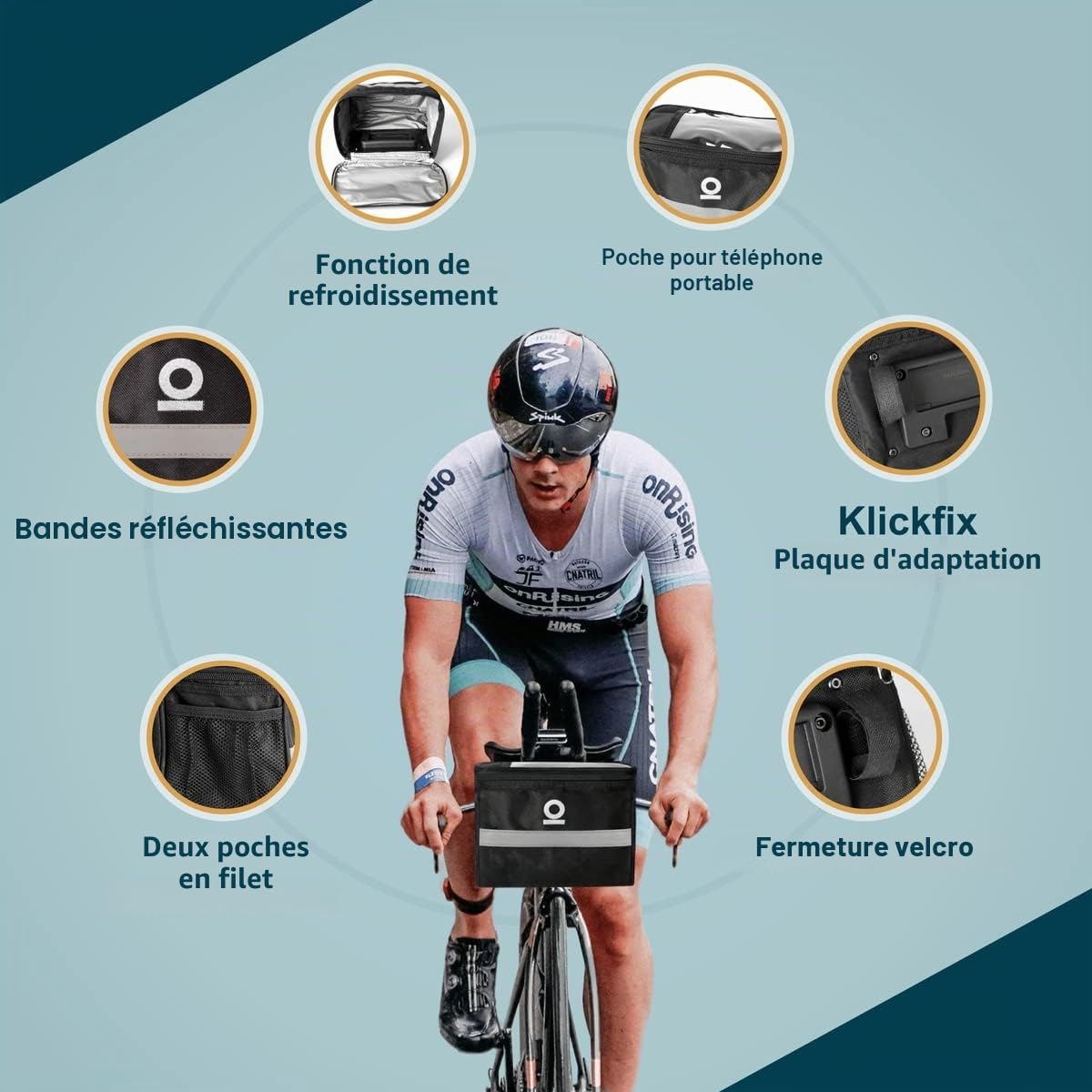 KLICKfix Pulp Sacoche de Guidon – Volume 3,5 l – Poche de vélo Hydrofuge/Poche Avant/Panier de Guidon