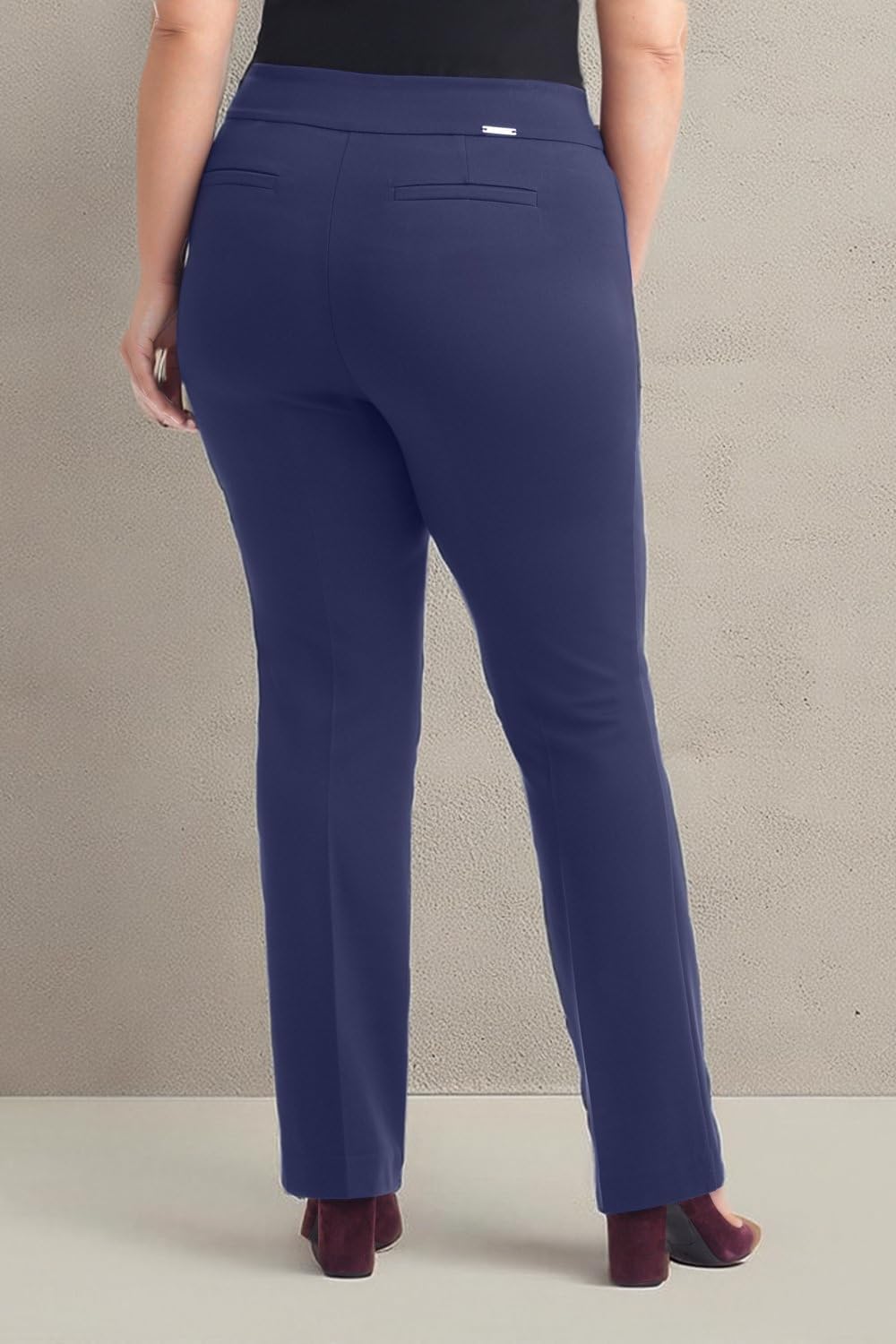 Rekucci Curvy Woman Secret Figure Knit Plus Size Straight Pant w/Tummy Control - Image 5