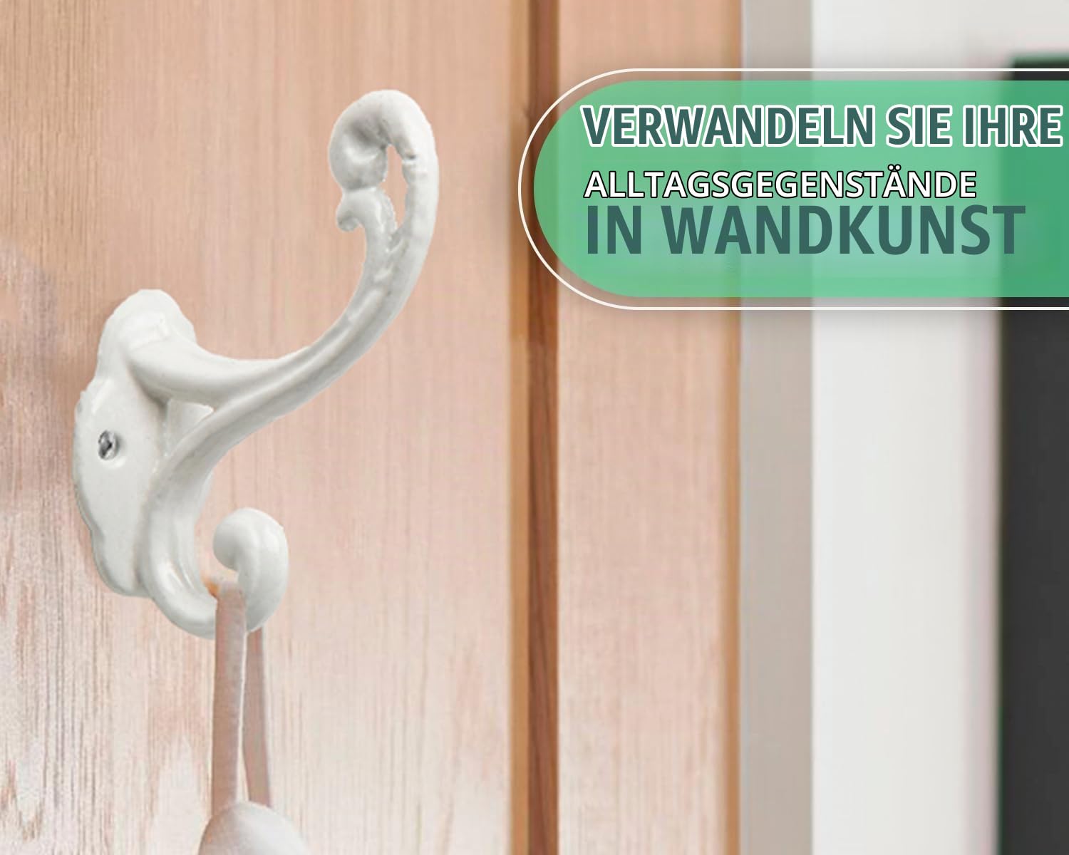 Comfify Rustikale Wandhaken - Shabby Chic Set mit 4 Wandhaken für Mäntel, Taschen, Handtücher und mehr - Vintage Haken für die Dekoration im Landhausdesign - Robuste Haken aus Gusseisen – Puderweiß