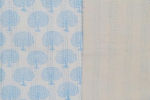 Miniatura 3 de V Vedant Designs Colcha Kantha con estampado de bloques a mano, funda de cama Kantha de algodón, colcha Kantha india, colcha de tamaño Queen Kantha,