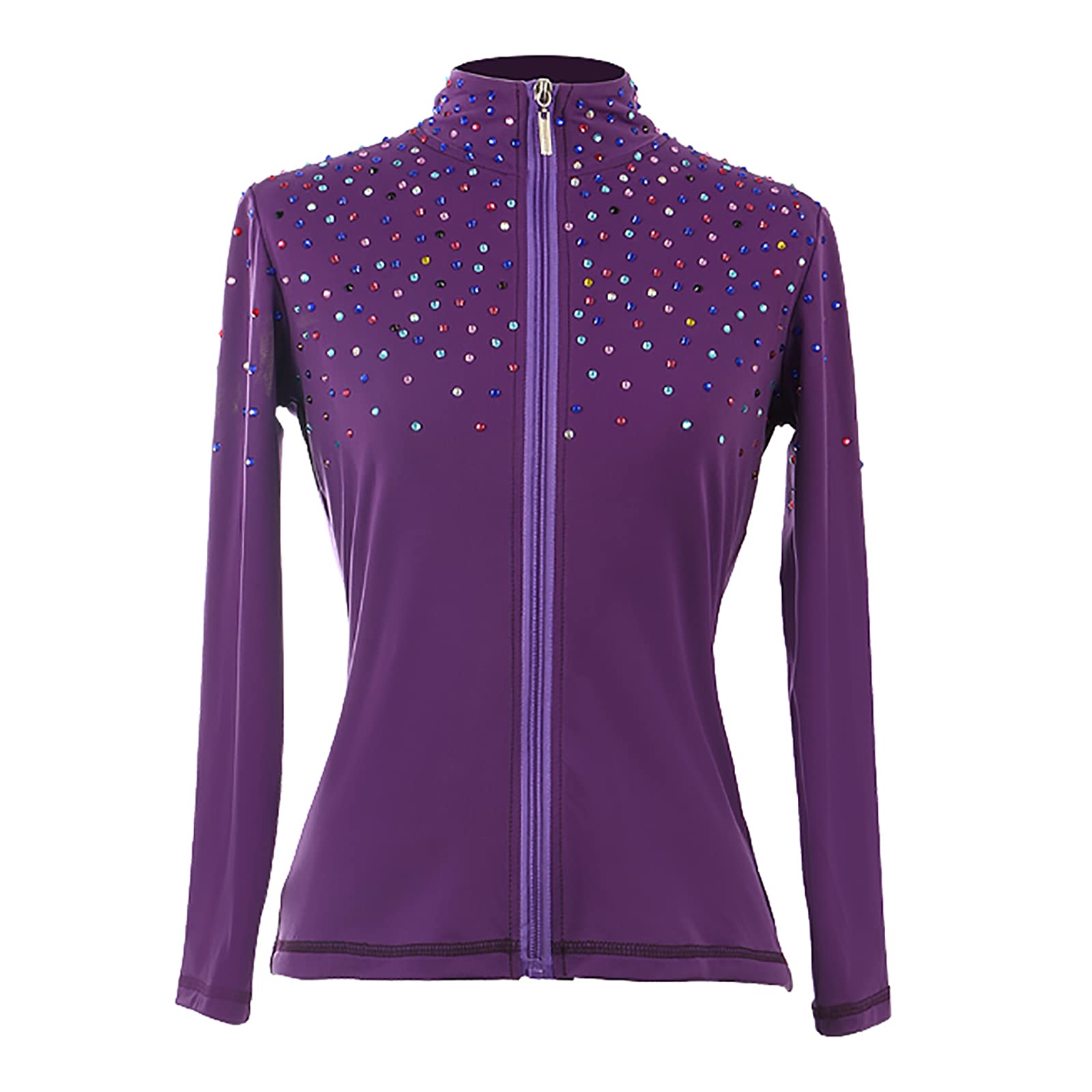 Giacche da Pattinaggio sul Ghiaccio con Strass Cristallo Cappotti da Allenamento per Prestazioni di Pattinaggio Artistico per Ragazze Donne(Size:Sì,Color:Viola)