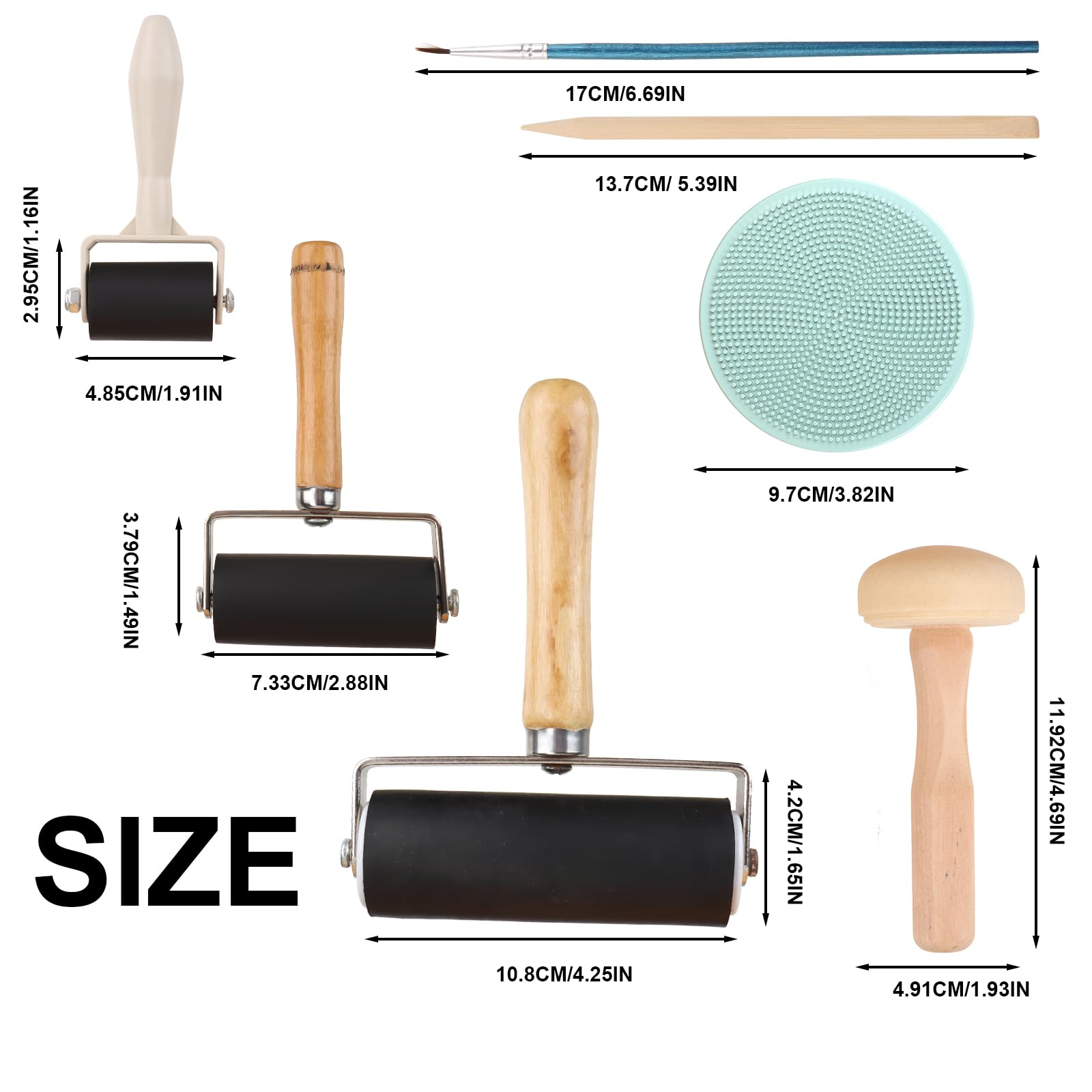 Set Stampa Linoleica - Con Rullo In Gomma E Incisore, Per Linoleum, Timbratura E Artigianato - Foto 3