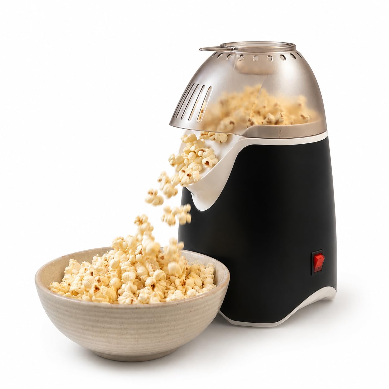 VINSU Electric Hot Air Popcorn Maker for Home | Oil-Free Popping Machine with Transparent Dome Lid & Measuring Cup | One-Touch Switch | Compact Kitchen Snack Maker-image-4