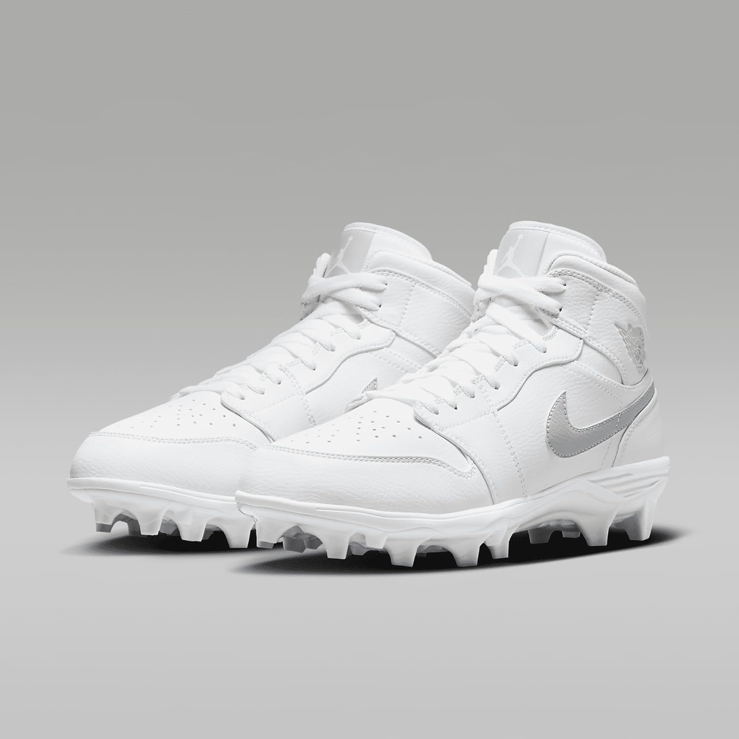 Jordan 1 Mid TD Men's Football Cleat (White/White/Grey Fog) Size 16
