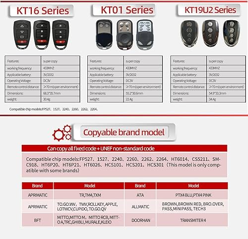Miniatura 7 de Llavero de control remoto de clonación, puerta eléctrica de repuesto para puerta de garaje, duplica y reemplaza los controles remotos originales de