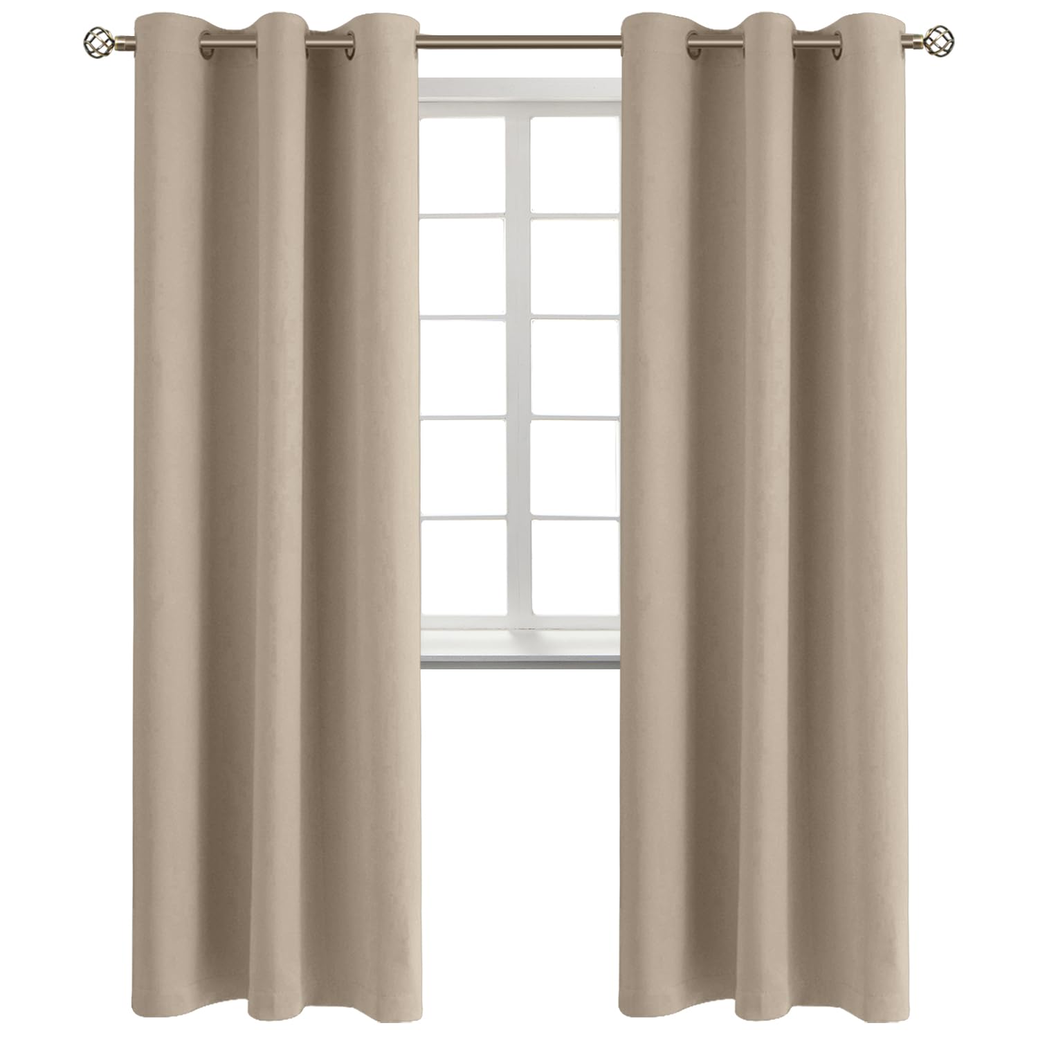BGment Blackout Curtains - Grommet Thermal Insulated Room Darkening Bedroom and Living Room Curtains, Set of 2 Panels (38 x 84 Inch, Sand) — image 1