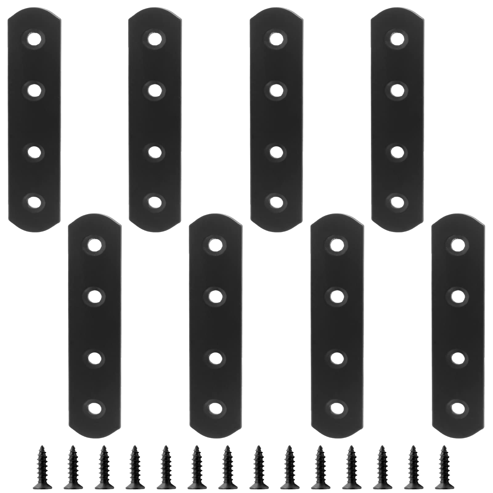 Jiozermi 8 Pcs Straight Brace, 3.9" x 0.8", Stainless Steel,Black