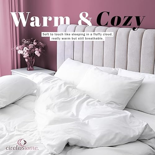 Miniatura 2 de Circles Home - Edredón alternativo de plumón blanco, 100% algodón, gemelo