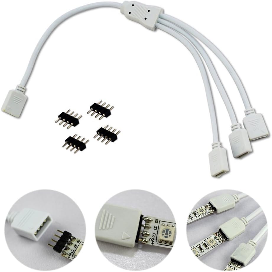 ZITRADES 4 Pin Splitter for One to Three LED RGB Color Changing Strips