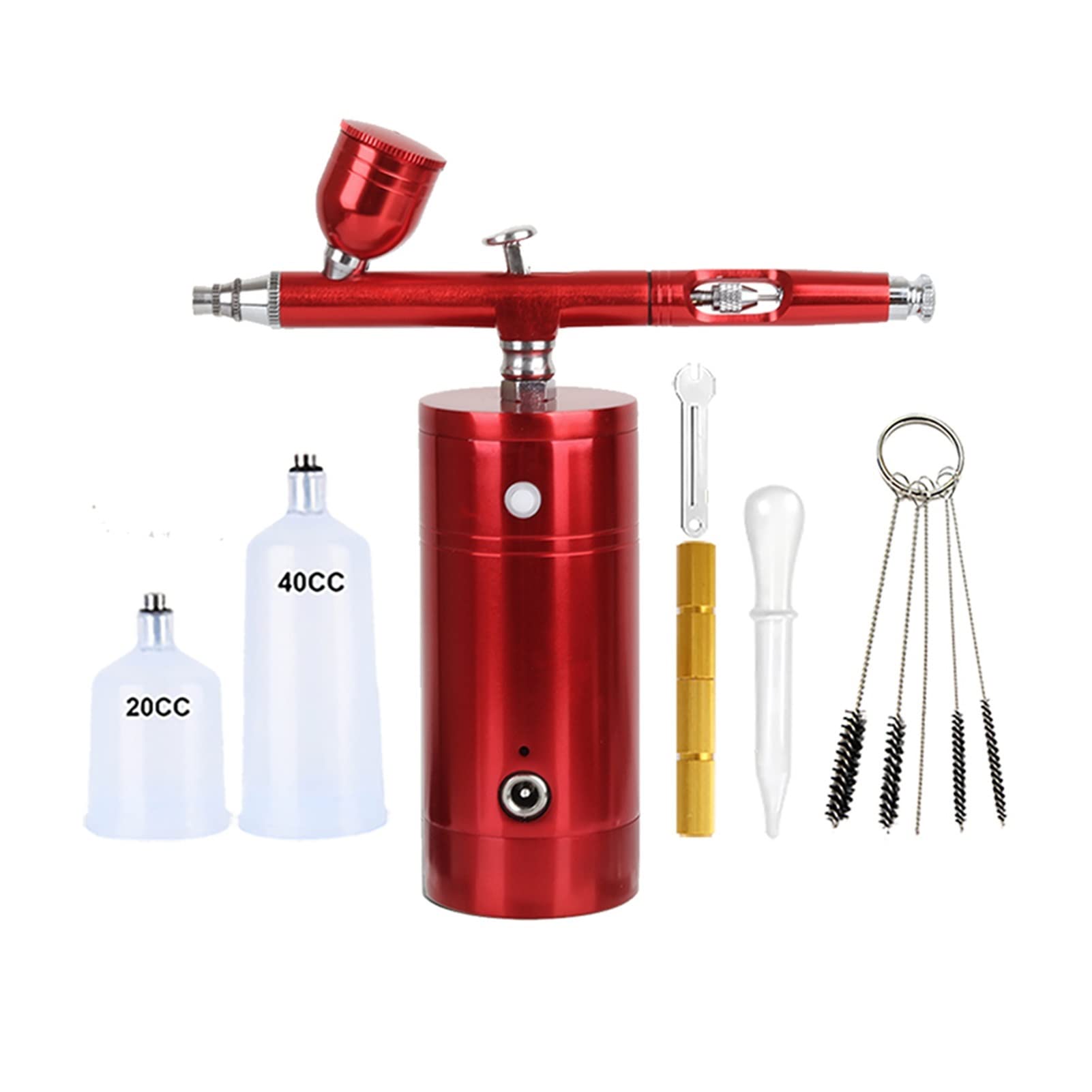 Kit de aerógrafo con pulverizador de Pintura, Juego de Mini compresor, Pistola pulverizadora de acción única para Maquillaje, decoración de Pasteles, Taza de Cuidado Facial de barbero reemplazable p
