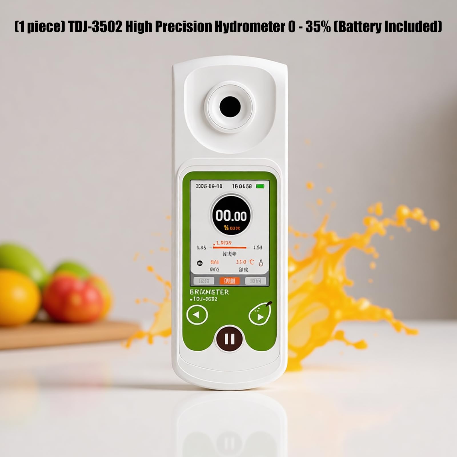 Refractómetro preciso para medir el contenido de azúcar de 0 a 35 ° Bx y dispositivo de medición automática de la dulzura de la fruta