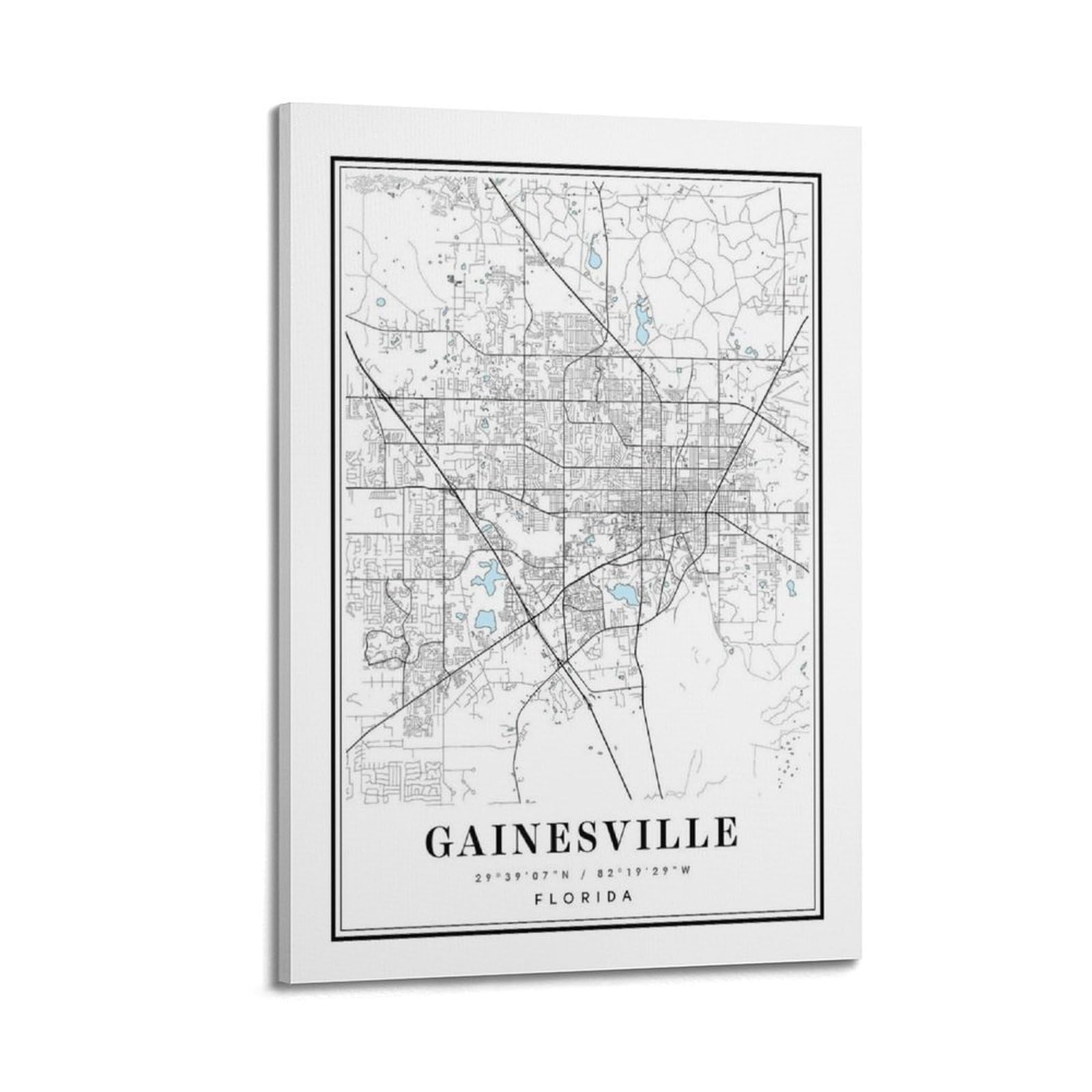 xiaoxiaoshen Gainesville Florida Map Canvas Poster Wall Art Prints Room Aesthetic Murals Bedroom And Living Decorations 24x36inch(60x90cm)