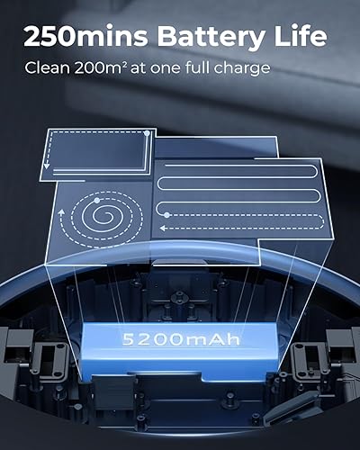 Miniatura 8 de Combo de aspiradora y trapeador robot, aspiradora robótica de 3500 Pa con estación de vaciado automático de 3.5 L, 250 minutos de tiempo de