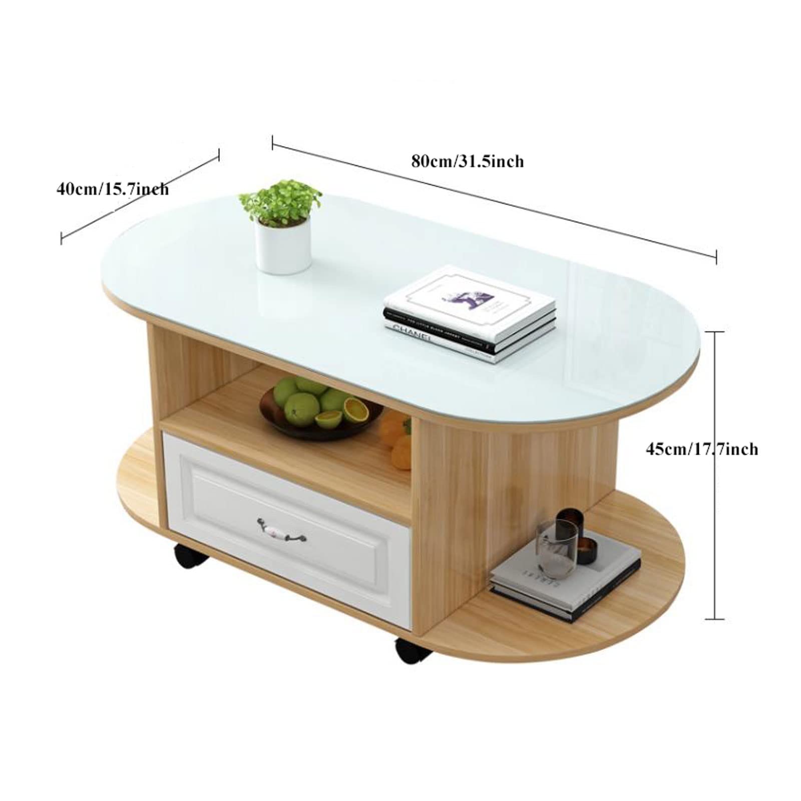 Amazon.com: Living Room Table Oval Coffee Table with Wheels,3