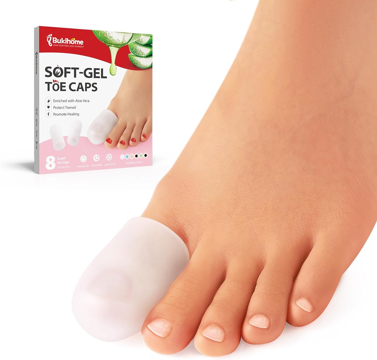 Bukihome Gel Big Toe Caps and Protectors 8 Pack Silicone