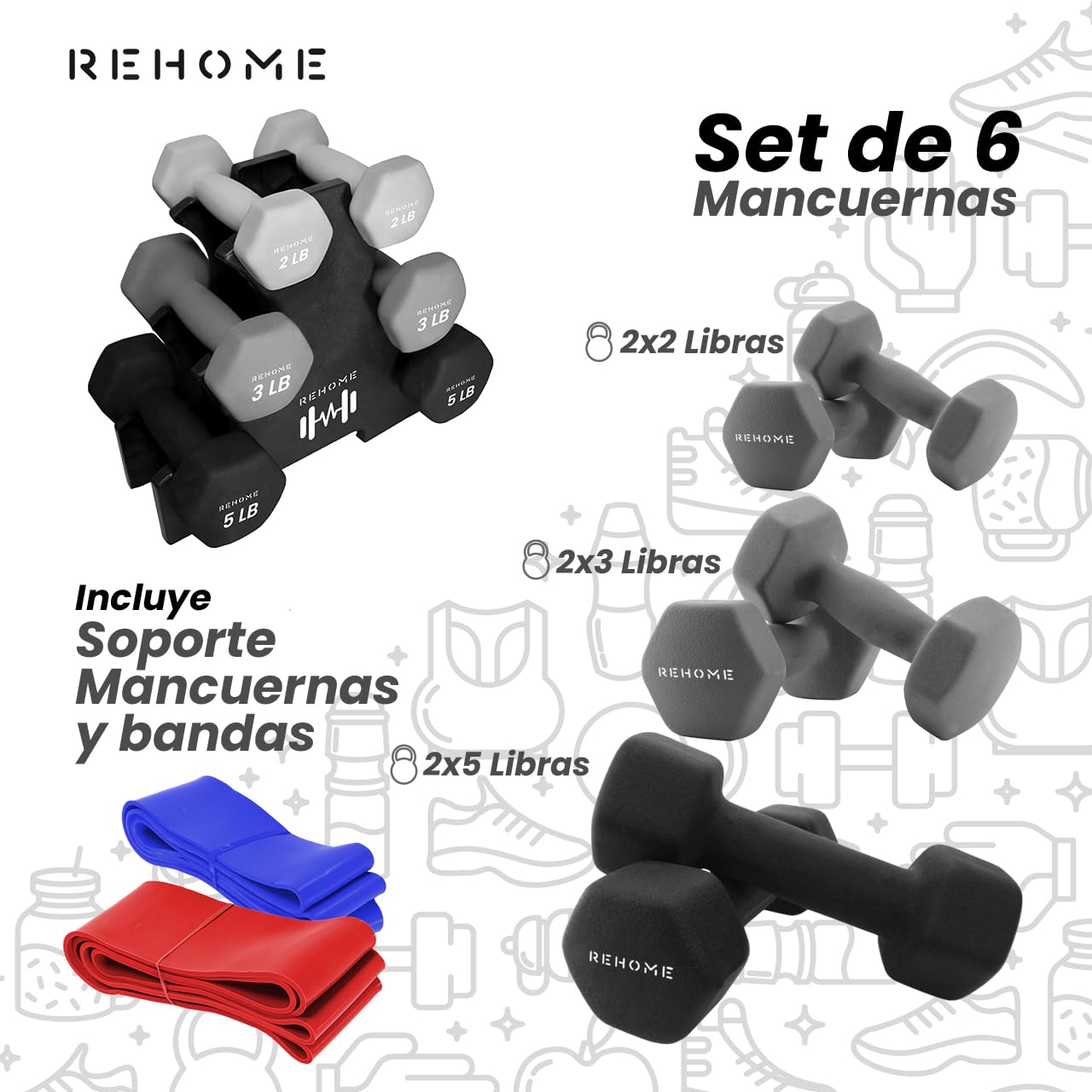 Mancuernas Hexagonales Set Mancuernas Amazon Set Mancuernas - Main Image