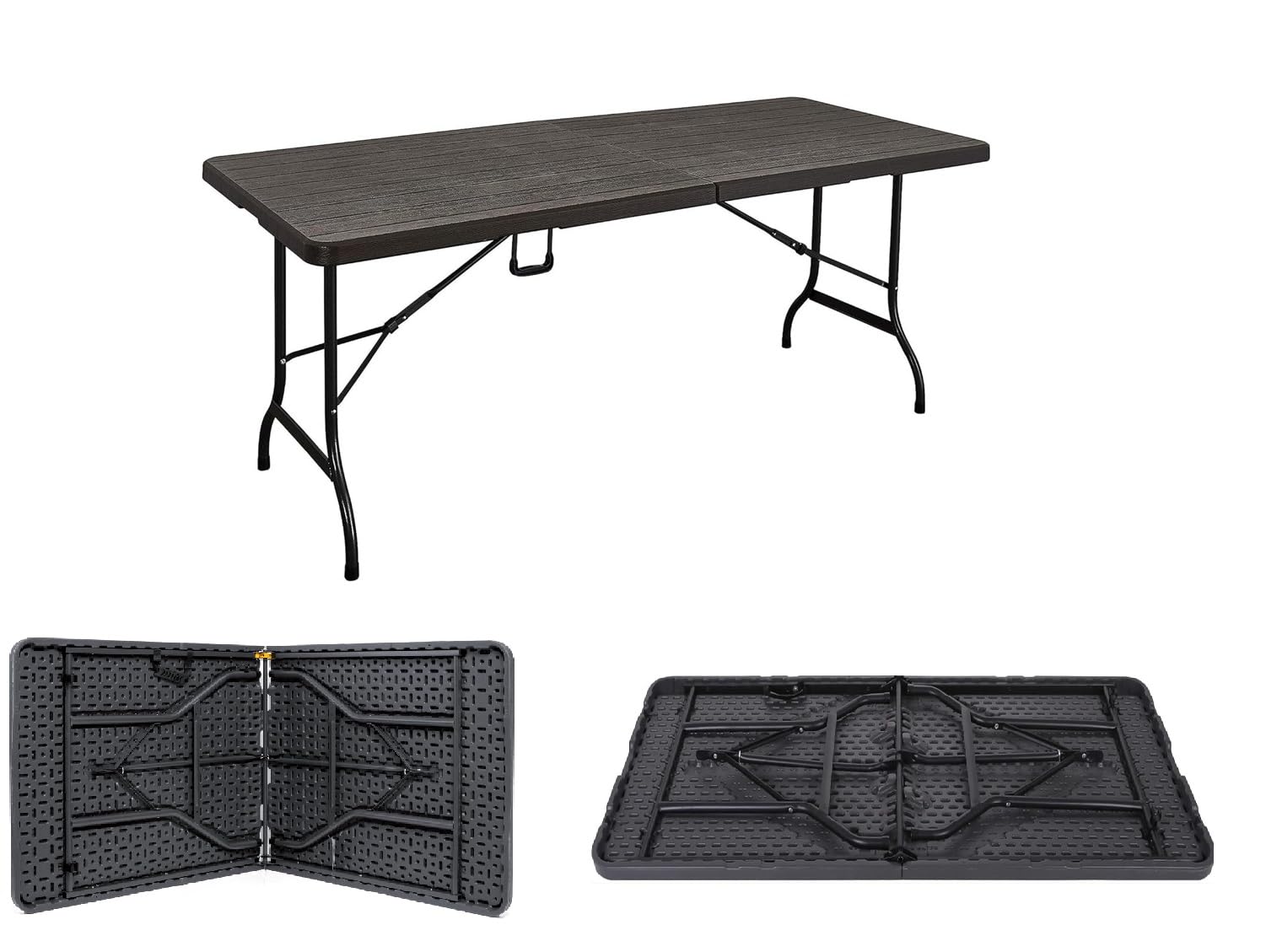 Set Tavolo pieghevole esterno e 2 panche pieghevoli, robusto, stabile, impermeabile, nero