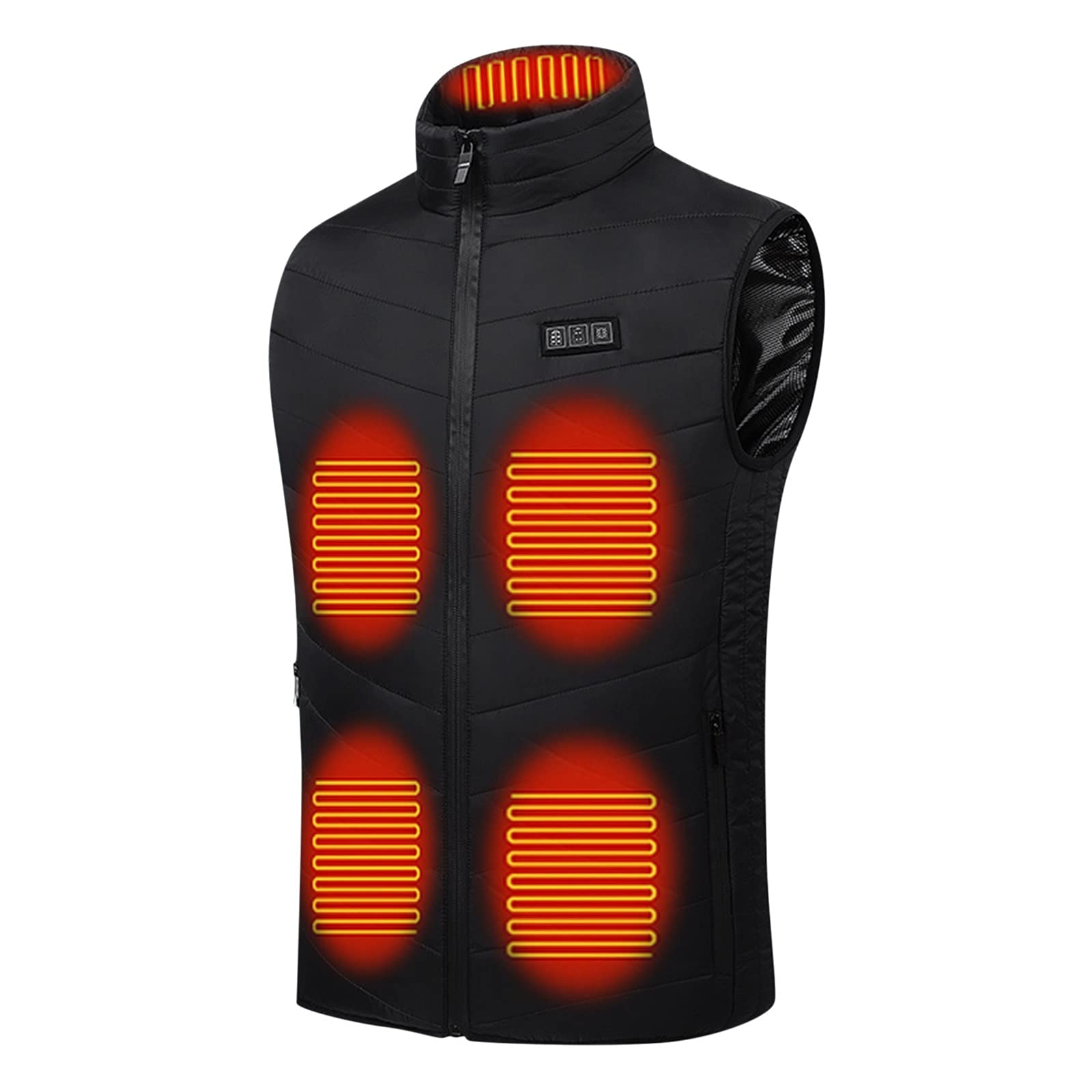 Genérico Chaleco acolchado grueso para hombre, cálido, sólido, de algodón calentado, con bolsillo, chaqueta, chaleco, abrigo, abrigos y chaquetas de invierno para hombre