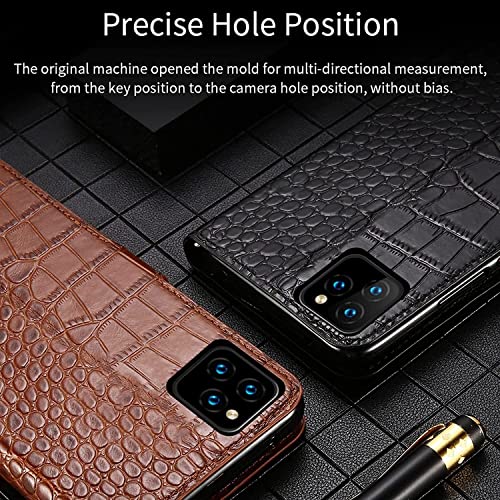 Funda de piel para iPhone 14 Pro EKESA, un protector elegante con tapa y correa en rojo 7