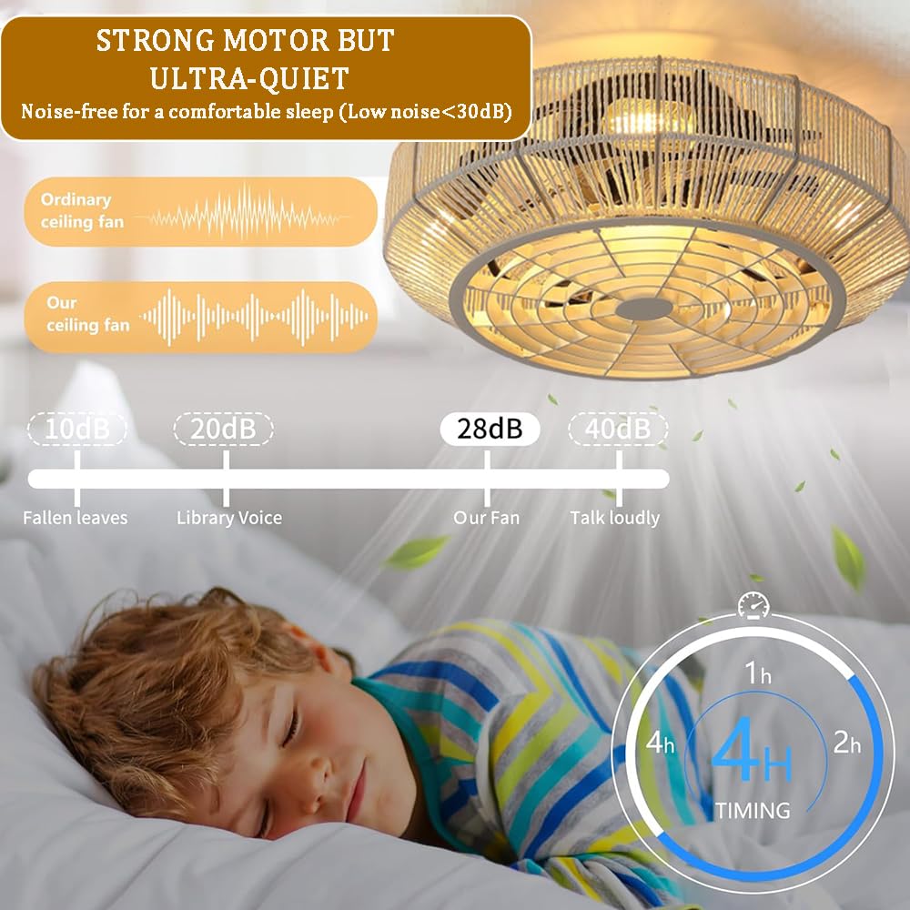 KZT Ventilatore da Soffitto con Luce e Telecomando Plafoniera in