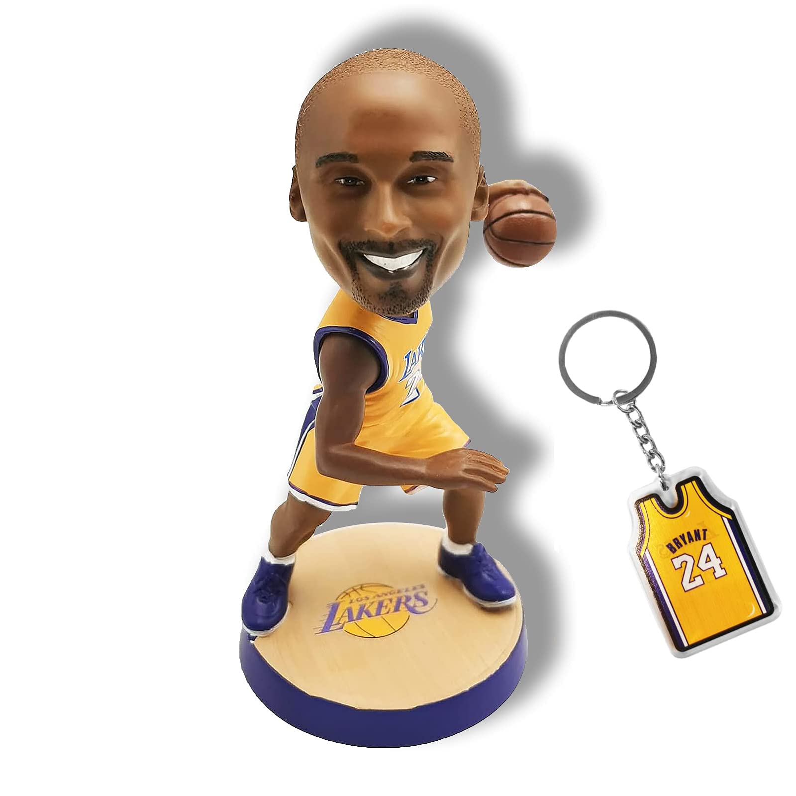 Akaffice Kobe Bran Action Figure Statue Bobblehead NBA Basketball Doll (Size 7.8x3.8 inch), Jersey Keychain