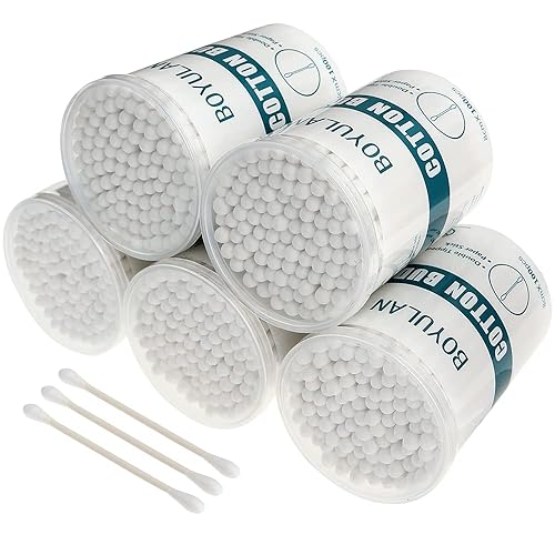 Hisopos de algodón, hisopos de papel para orejas con doble punta redonda, capullos de algodón para maquillaje y uso diario, 500 unidades