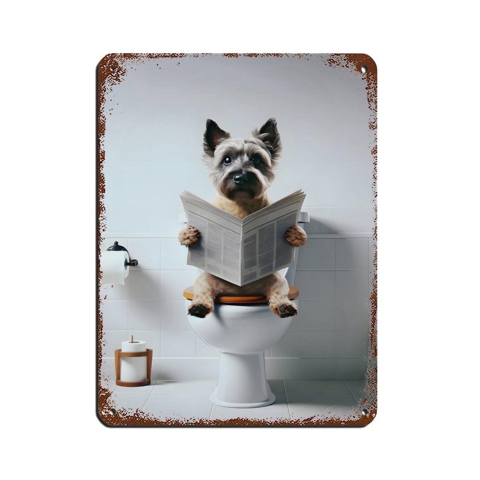Cairn Terrier, Bathroom Art Poster Retro Poster Metal Tin Sign Chic Art Retro Iron Painting Bar People Cave Cafe Family Garage Poster Wall Decoration 12x16inch(30x40cm)