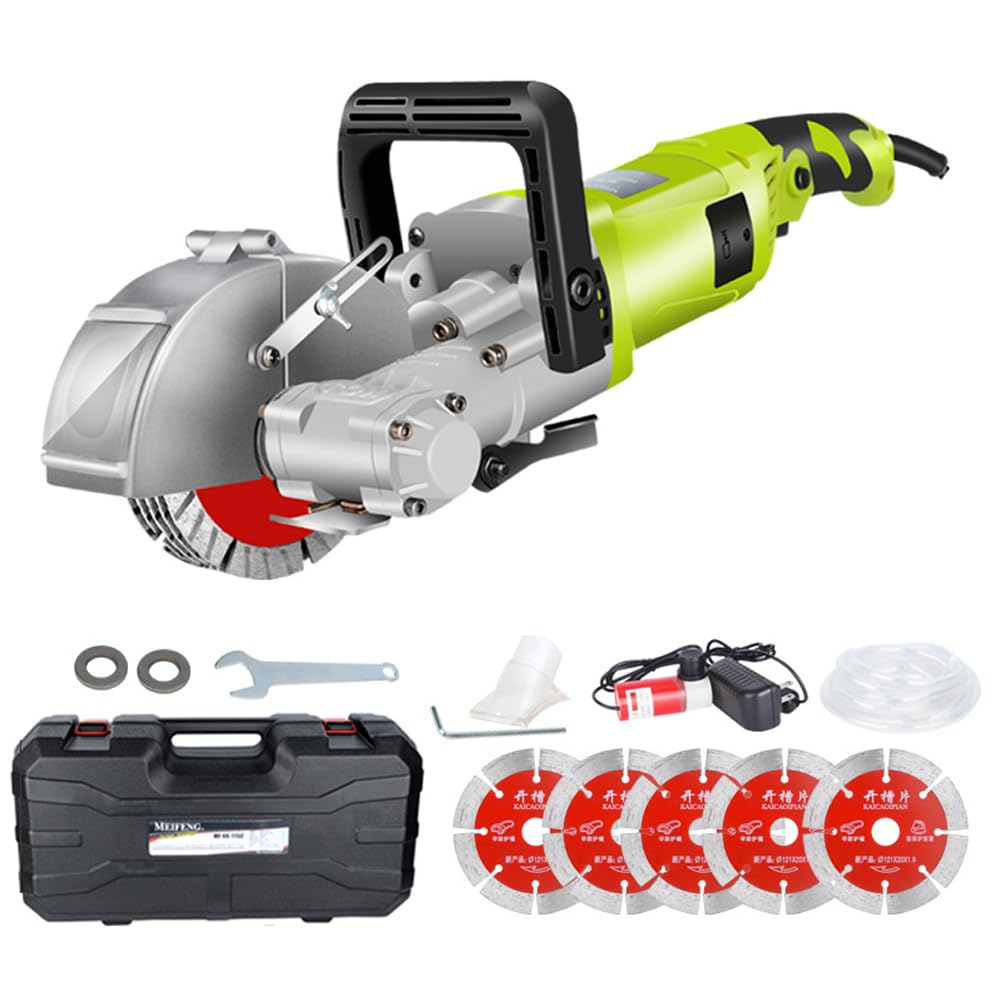 KiwiHood 4000W Wall Chaser Machine, Portable Dust-Free Professional Wall Groover with 5-Blade Adjustable Grooving Depth and Width for Cutting Walls, Floors, and Reinforcement