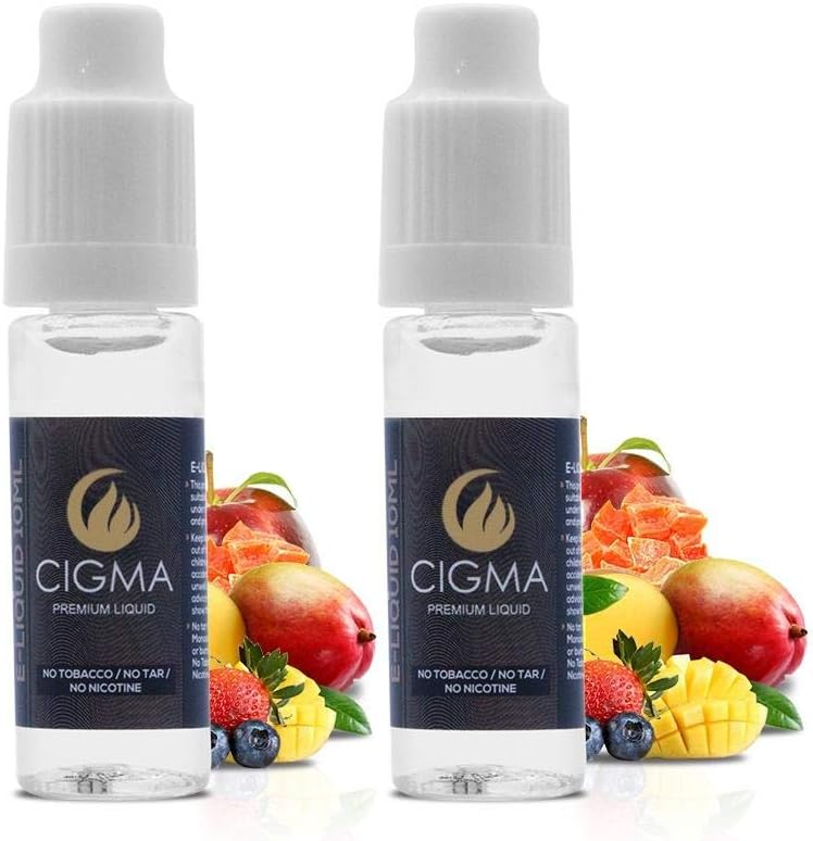 CIGMA 2 X 10ml E Liquid | Tutti Fruit | 2 Pack New Premium Quality Formula with Only High Grade Ingredients | Made for Electronic Cigarette and E Shisha | Eliquid