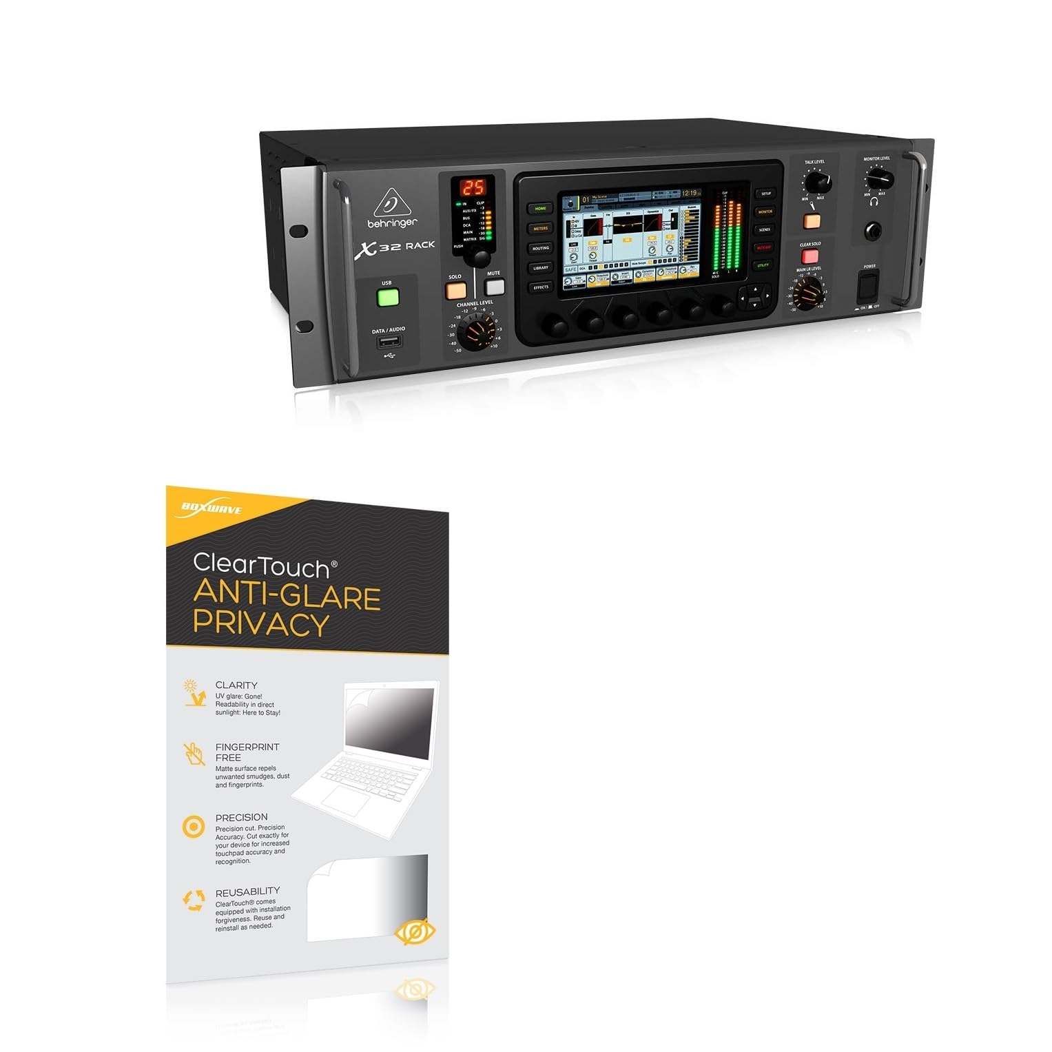 BoxWave Screen Protector Compatible with Behringer X32 Rack - ClearTouch Anti-Glare Privacy (2-Pack), Privacy Screen Protector Flexible Film Anti-Glare