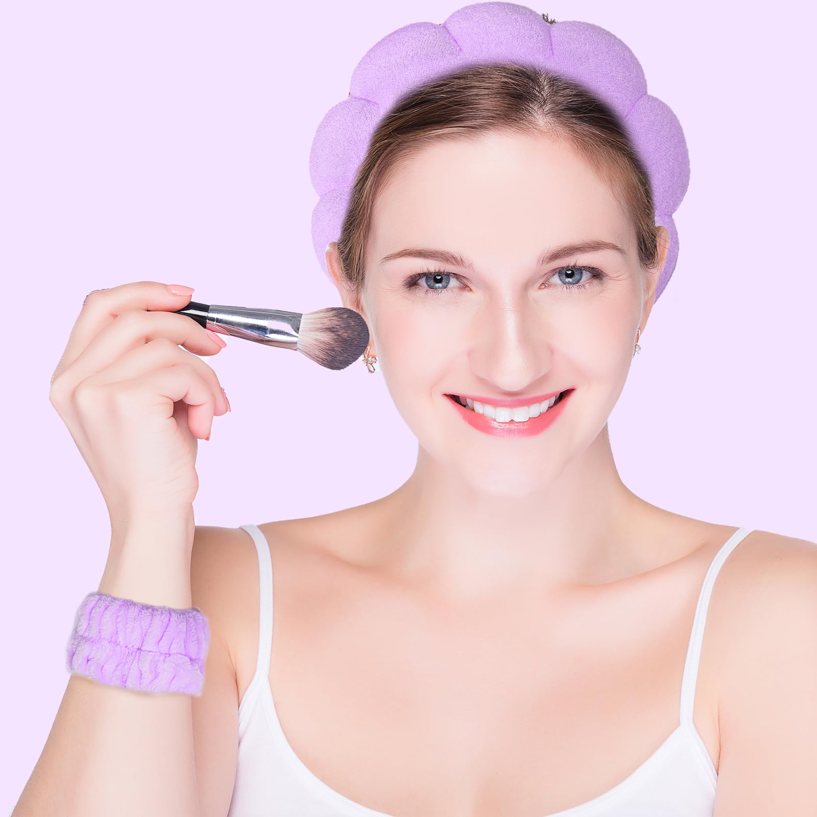 Beleki Spa-Stirnband zum Waschen des Gesichts, Schwamm-Make-up, Hautpflege, Stirnband und Armband, rutschfeste Blasen-Haarbänder, weich, geschwollene Kopfbedeckung, Haarschmuck für Damen und Mädchen,
