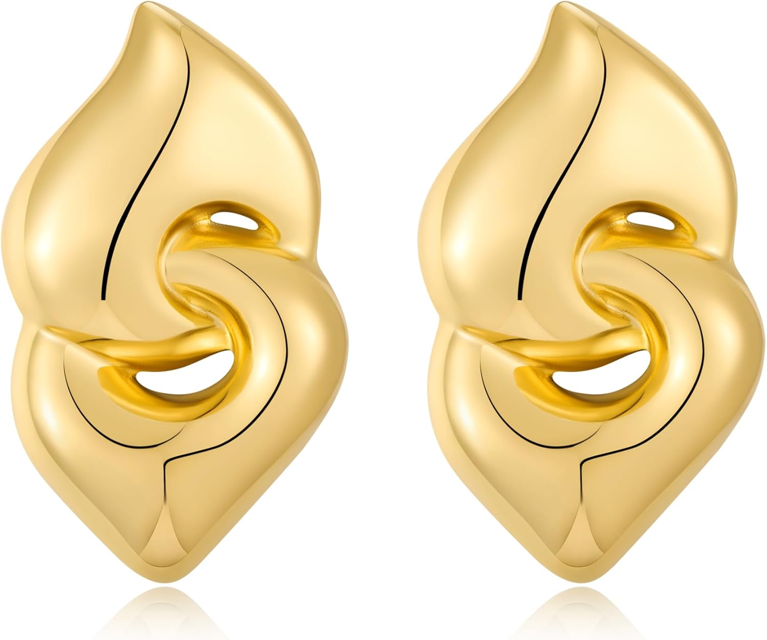 YUJIE Chunky Studs Earrings for Women Geometric Double Heart Earring Fashion Jewelry