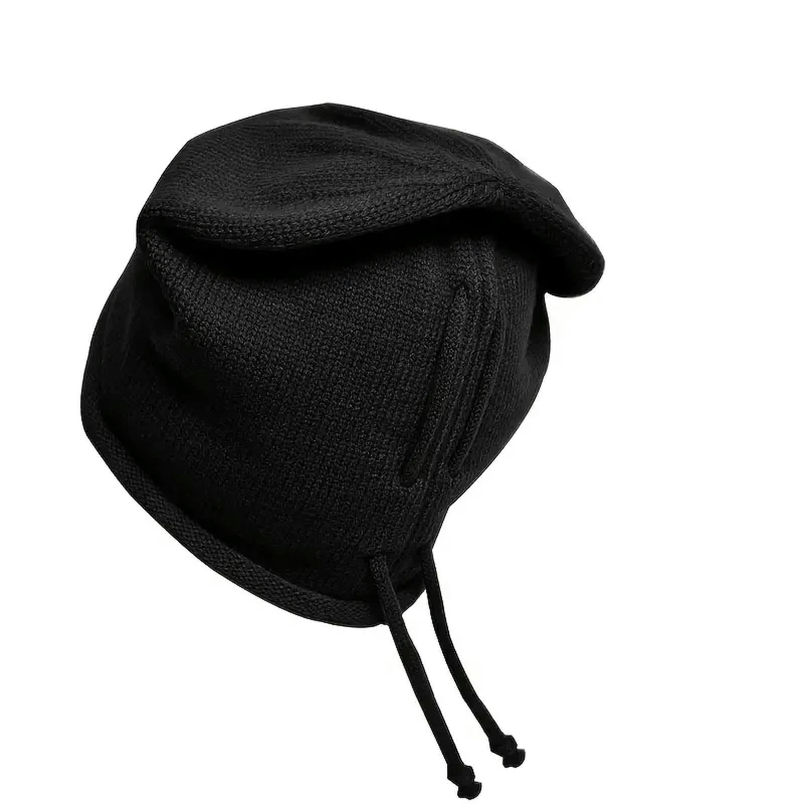 Kapelusz typu bucket ciepła dzianinowa workowata czapka beanie kobiety mężczyźni sznurek Kpop luźna czapka zimowa miękkie czapki na zewnątrz wiatroszczelna