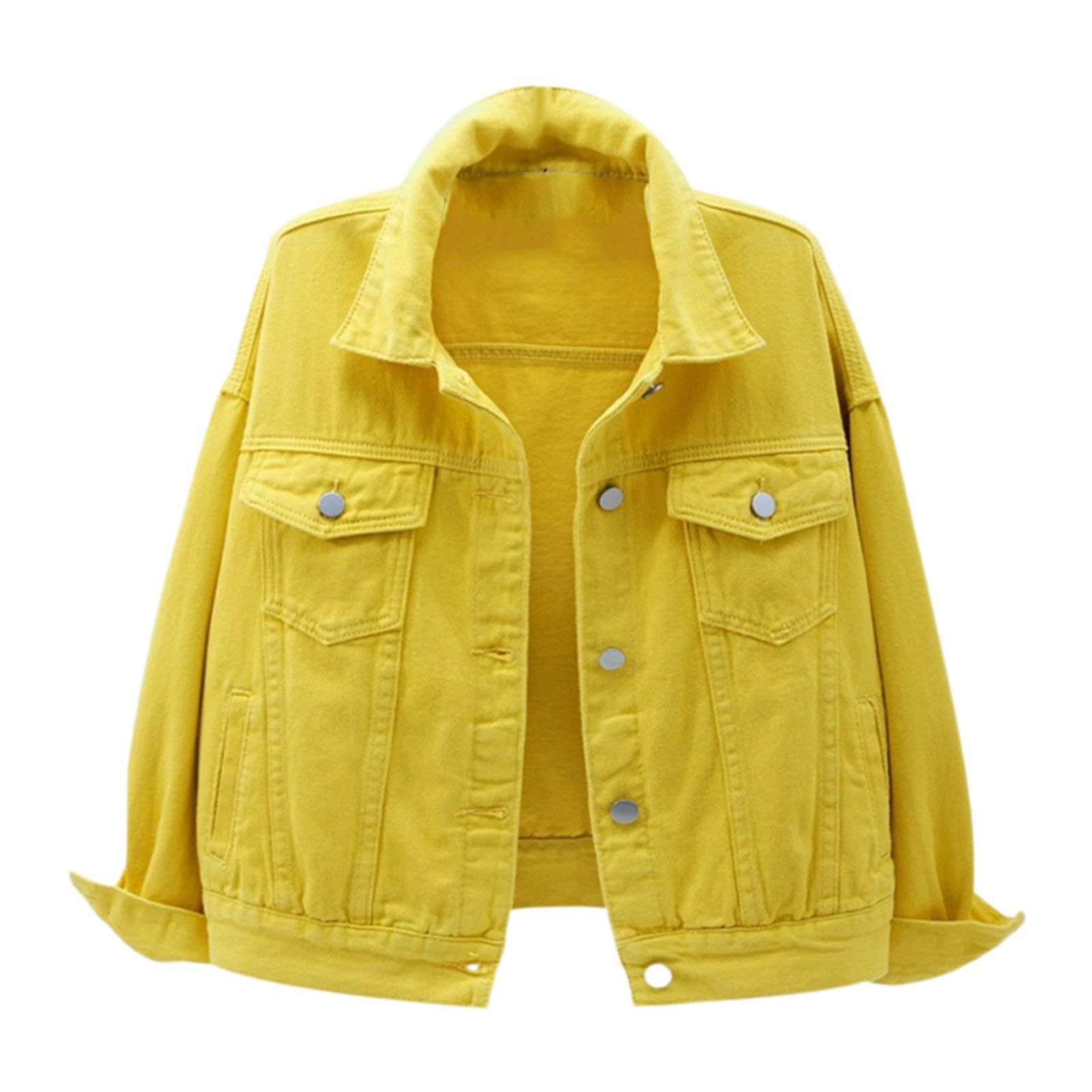 Chaqueta vaquera, chaqueta para mujer con botones de metal, cuello de solapa, chaqueta bomber con bolsillos, chaqueta vaquera, elegante chaqueta de primavera, chaqueta ligera para mujer