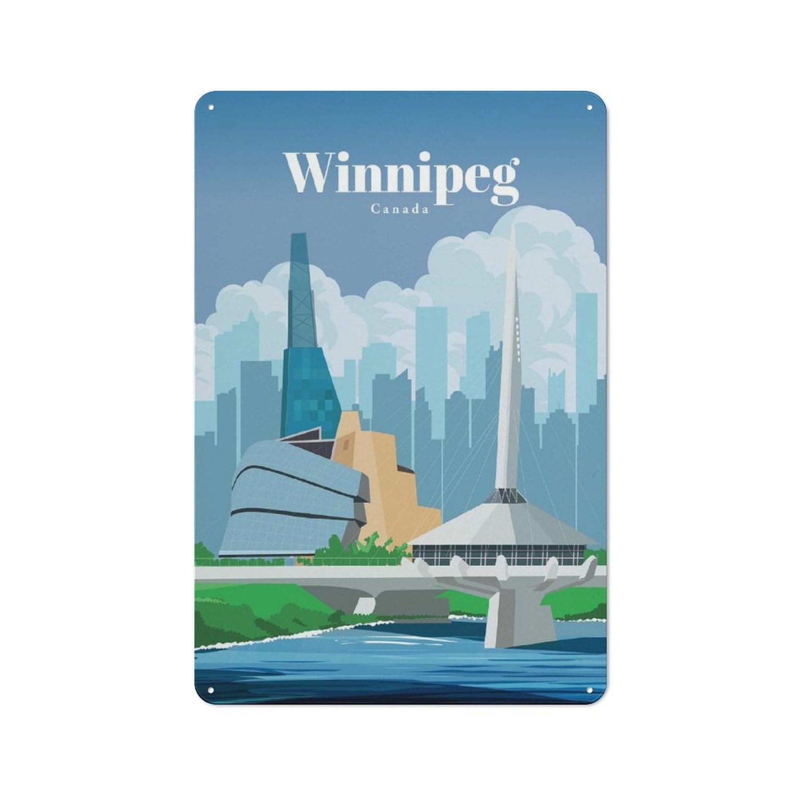Junmoney Travel To Winnipeg Retro Metal Plaque 30X20cm For Guest Room Or Hallway, Housewarming Present For People Styling Guest Room And Hallway