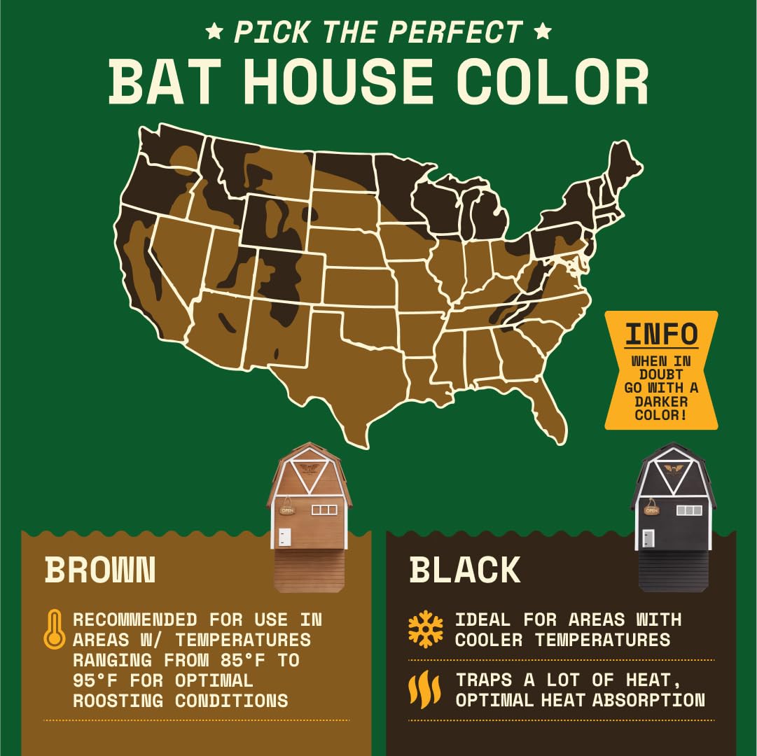 WildYard Big Bat Barn 3-Kammer-Fledermaushaus - Braun, inkl. Montagematerial - Schutz für bis zu 150 Tiere im Fledermaushaus - Optimale Belüftung im Kobel - Bekämpft Mücken & Lockt Fledermaus-Gäste