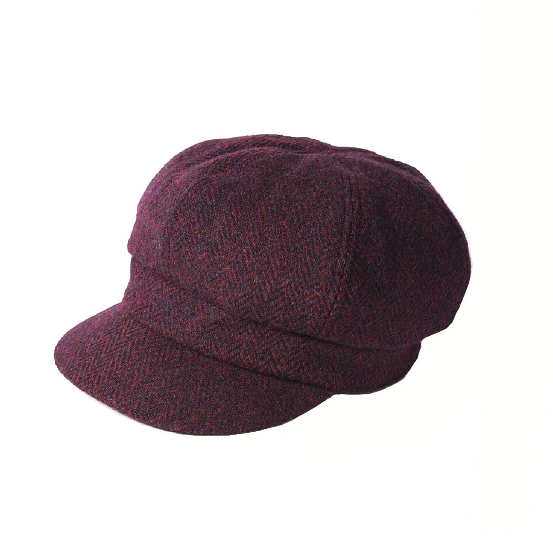 Failsworth Ladies Harris Tweed Bakerboy Cap (Pink/Purple Herringbone)