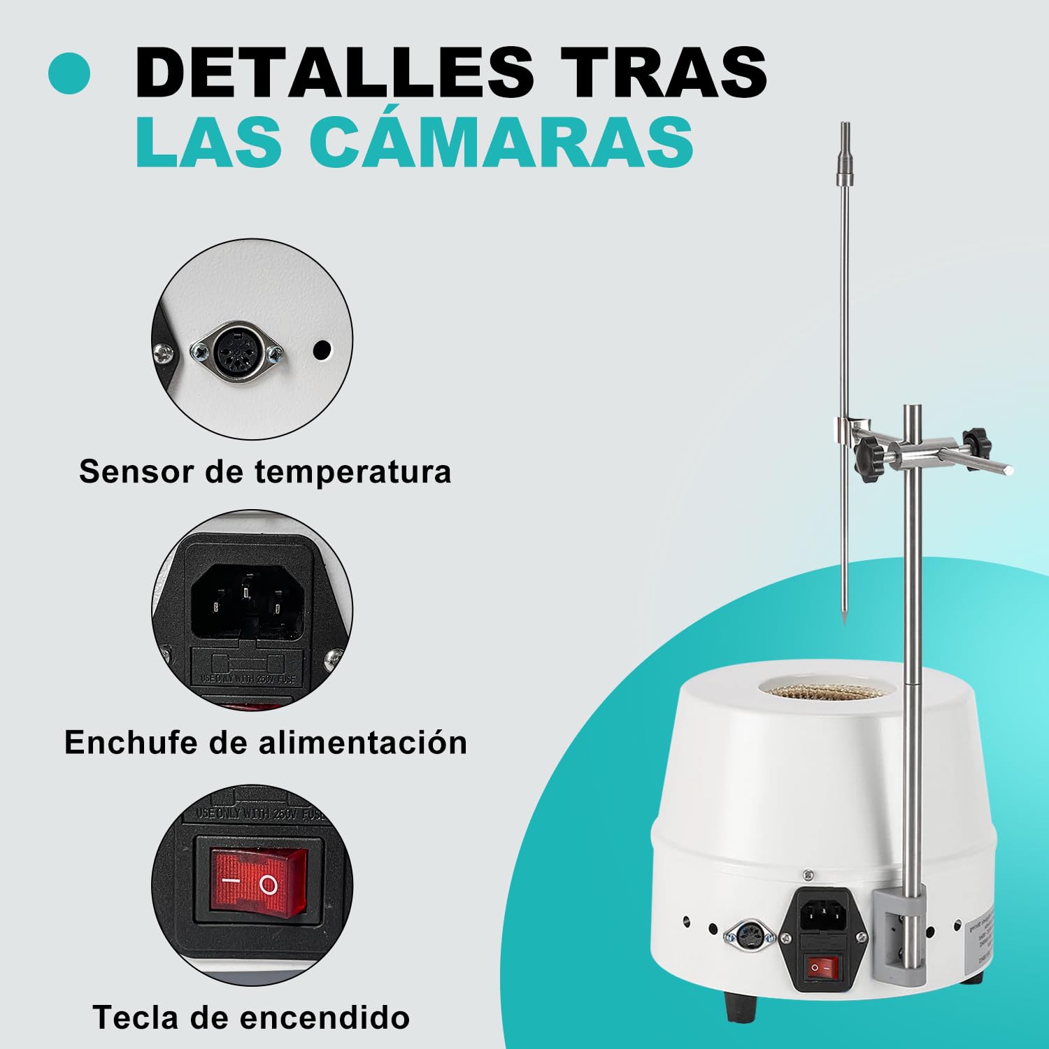 JOANLAB Manto Calefactor Magnético 1000ml, Agitador Magnético Termostático para Laboratorio 350W, con Pantalla Digital, Sonda de Temperatura y Temporizador