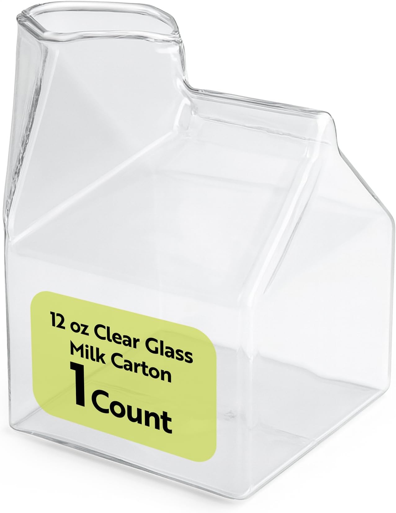 Restaurantware 12 Ounce Glass Milk Carton - Reusable Creamer for Cream, Milk or Juice - Durable Clear Mini Carton, Dishwasher-Safe for Homes or Restaurants