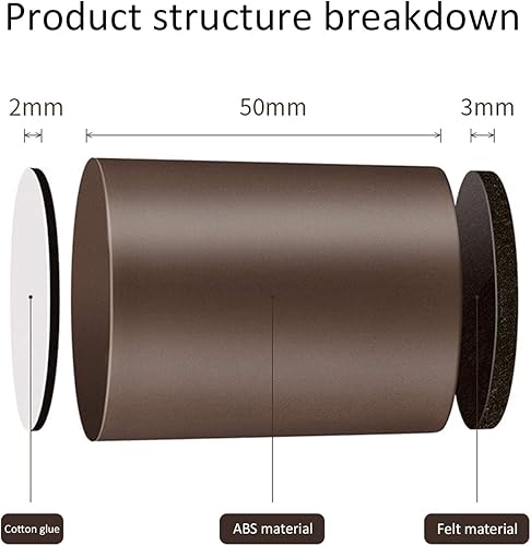 Miniatura 4 de Piernas autoadhesivas para muebles cuadradosredondos, patas de mesa de centro de 1.969in de alto, cojín silencioso para patas de sofá, escritorios,