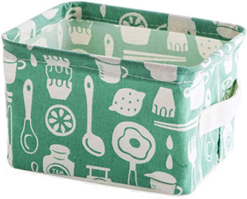Oxford Cute Printing Foldable Storage Baskets Bins Mini Boxes Clothes Desktop Organizers Makeup Book Baby Toy (1814.511.5cm, Tableware)