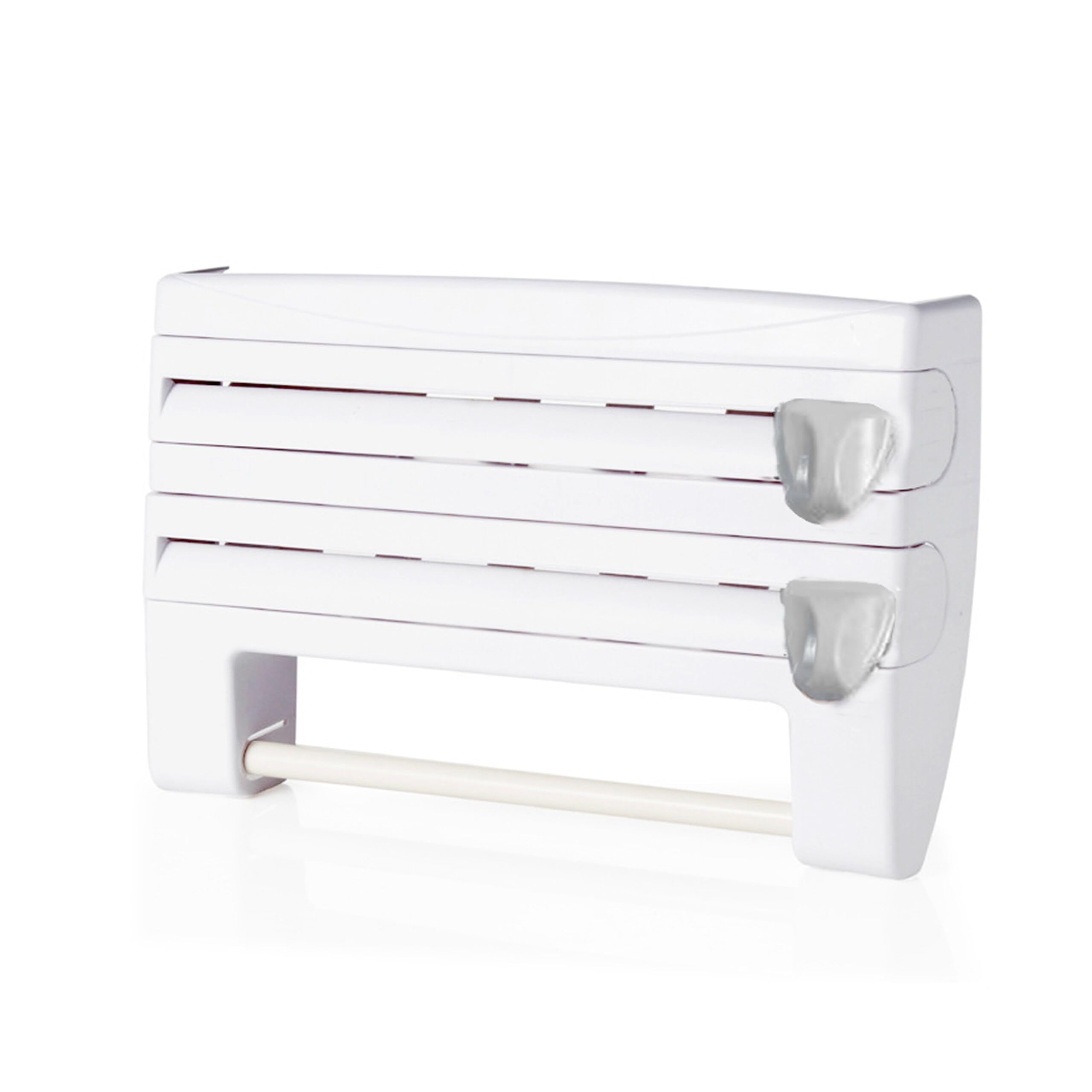 Soporte de pared 3 en 1 Relaxdays para rollo de cocina y film en blanco